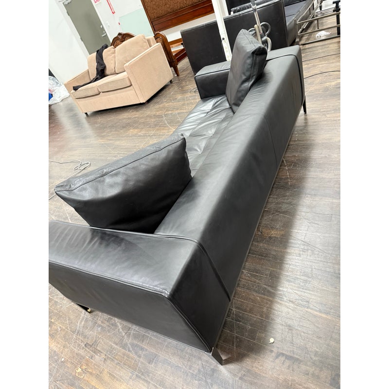Antonio Citterio B&b Italia Maxalto Simplice Black Leather Sofa