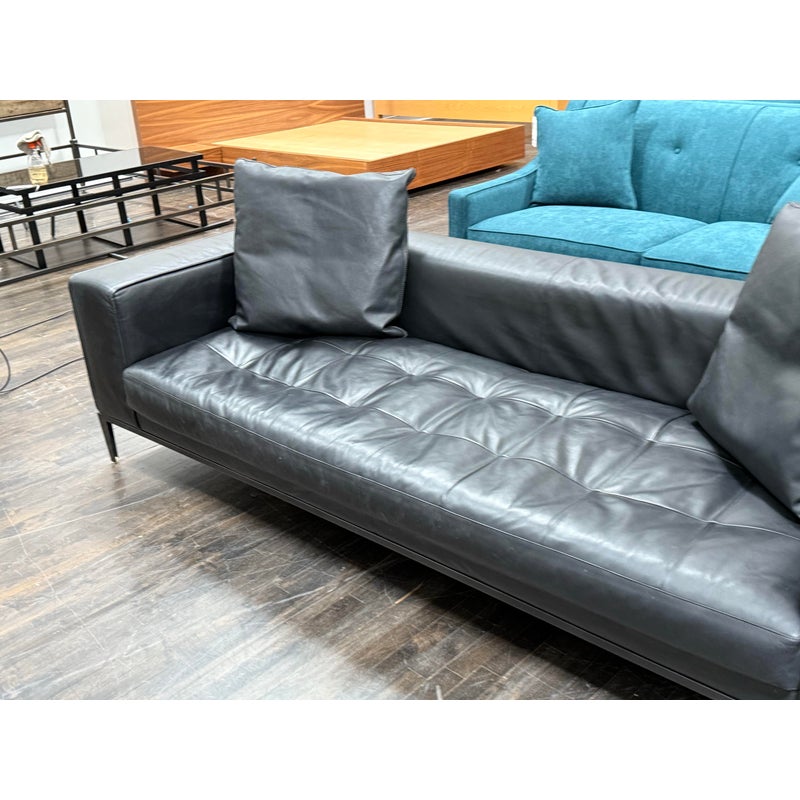 Antonio Citterio B&b Italia Maxalto Simplice Black Leather Sofa