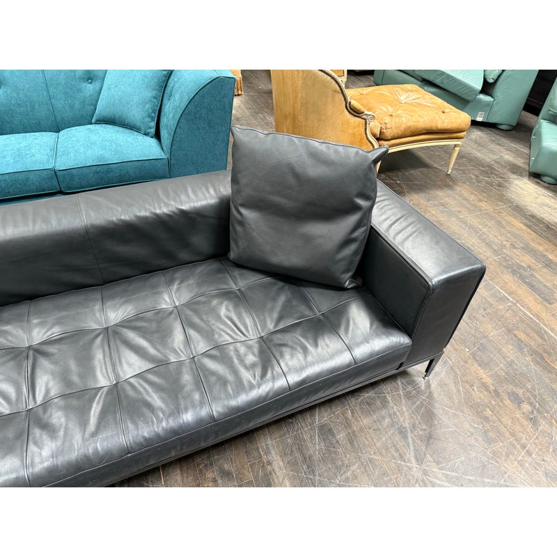 Antonio Citterio B&b Italia Maxalto Simplice Black Leather Sofa