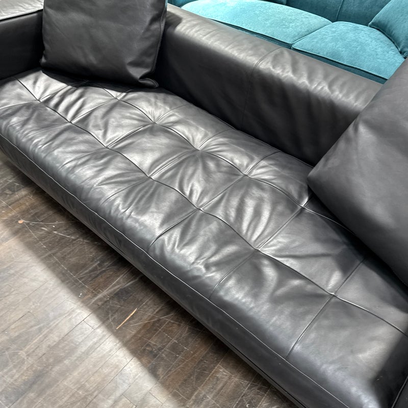 Antonio Citterio B&b Italia Maxalto Simplice Black Leather Sofa