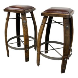 Peter's Billiards Supply Stave Bar Stools, Pair. Original Price: $740