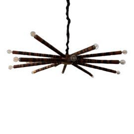 Custom Sixteen Light Chandelier of Layered Wood + Stone Spokes