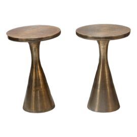 Restoration Hardware Modern Kenzie Turned Brass Accent Table, a Pair. Original Price: $1,500