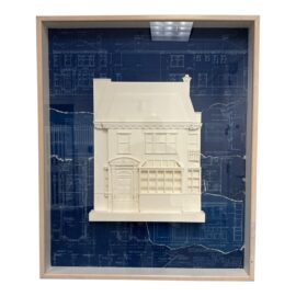 Ravi Anand Custom Three Dimensional Architectural Model on Blueprint in Shadowbox Frame