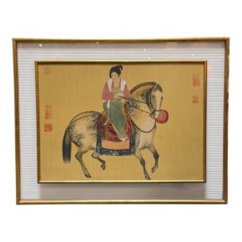 Antique Chinese Noble Woman on Horseback, Framed