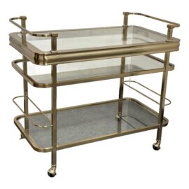 Brass Triple Tiered Serving Trolley Bar Cart