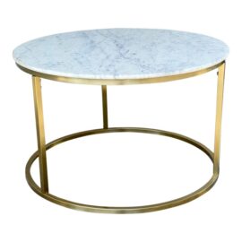 World Market Milan Round White Marble + Brass Finish Base Coffee Table. Original Price: $350