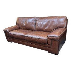 Simon Li Furniture Stampede Cognac Leather Sofa. Original Price: $2,500