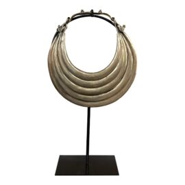 Vintage Paktong Laos Miao Ceremonial Collar + Stand