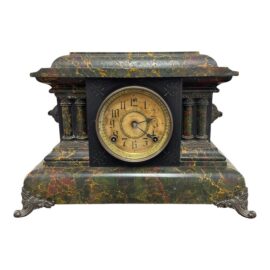 Welch Faux Green Marble Mantle Clock