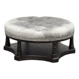 Bernhardt Interiors Traditional Leather Tufted Ottoman