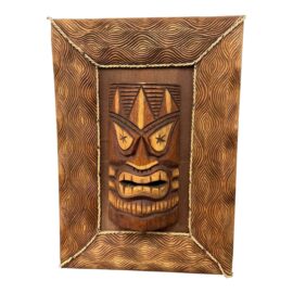 Love Tiki Mask + Carved Wooden Frame. Original Price: $130