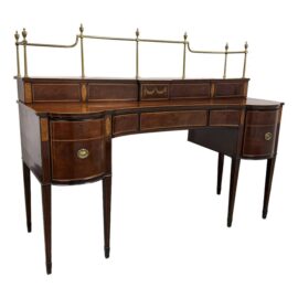 Circa 1880's Scottish George III Mahogany Serving Cabinet With Brass Gallery. Original Price: $16,500