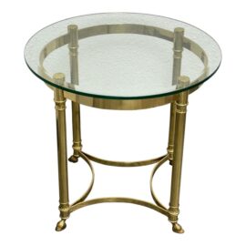 Vintage LaBarge Brass + Glass Side Table