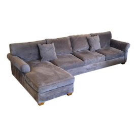 Custom 2pc Brown Velvet Sectional. Original Price: $4,200