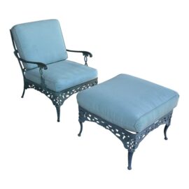 Brown Jordan Vintage Neoclassical Outdoor Chair + Ottoman