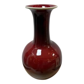 Chinese Bottleneck Burgundy Red Vase