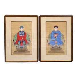 Chinese Ancestral Portraits on Silk, Set of Two