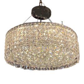 James R. Moder Swarovski Crystal Drum Chandelier, Semi Flush Mount. Original Price: $1,000