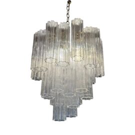 Vintage Three Tiered Tronchi Murano Glass Chandelier