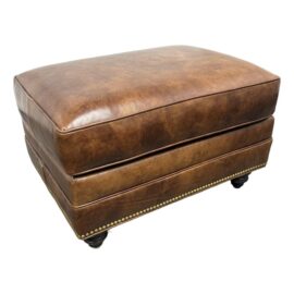 Hancock & Moore Cognac Leather Ottoman