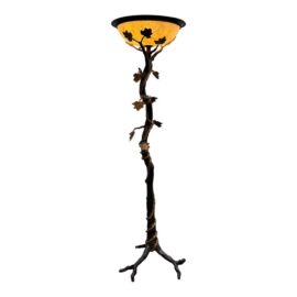 Maitland Smith Patinated Metal Tree Form Floor Lamp W/ Leaves