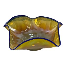 Cobalt Rim Decorative Hand Blown Bowl
