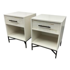 West Elm Wood Tiled Nightstands, a Pair. Original Price: $1,000
