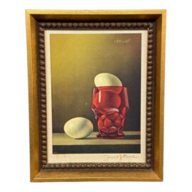 Gerald Stinski Eggs and Red Glass Still Life Vintage Print, Signed