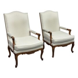 Antique Louis XIV Fruitwood Armchairs, a Pair. Original Price: $4,000