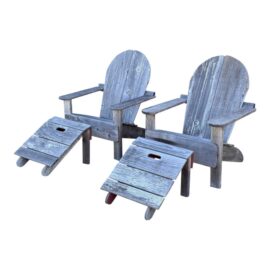 The Gardener, Berkeley Adirondack Outdoor Chairs + Foot Rests, Pair
