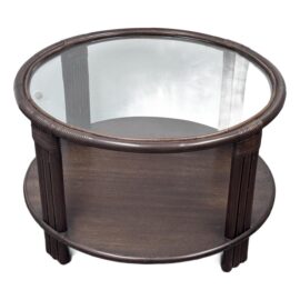 Vintage Two Tiered Dark Finish Coffee Table With Glass Surface