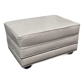 Smith & Gaines Leather Wrapped Ottoman With Nailhead Trim