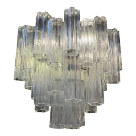 Vintage Three Tiered Tronchi Glass Chandelier