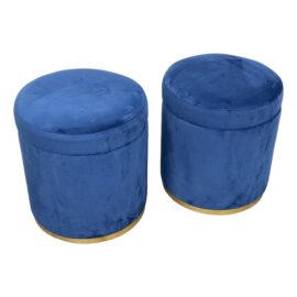 Elk Home Raina Sapphire Blue Storage Ottomans, Pair. Original Price: $400