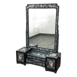 Vintage Korean Dressing Cabinet With Mother-of-Pearl Inlaid Artwork, Set