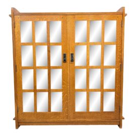 Stickley Furniture Mission Oak Double Bookcase With Glass Doors. Original Price: $7,200