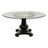 Contemporary Mahogany Pedestal Dining Table With Glass Table Top