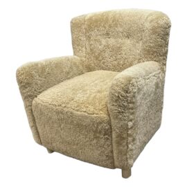 NEW Custom Made Toffee Shearling Perry Lounge Chair. Original Price: $3,750