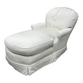 Calico Corners Custom Furniture White Cotton Chaise Lounge