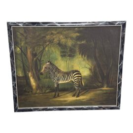 George Stubbs "The Stubbs Zebra" in Custom Faux Marble Frame, Certificate of Authenticity. Original Price: $4,800