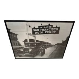Vintage San Francisco Auto Ferry Black & White Photography, Framed