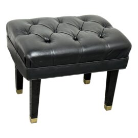 Kimball Furniture Company Black Ebony With Leather Tufts Adjusting Piano Bench. Original Price: $600