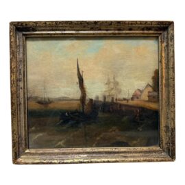 Antique English 1900's Seascape Painting, Framed