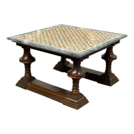 Geometric Marble Table Top + Turned Metal Leg Coffee Table