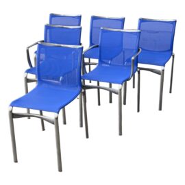 Alberto Meda Design Sapphire Blue Alias Chairs, Set of Six