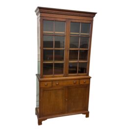 Vintage Colonial Style China Cabinet With Glass Paned Doors