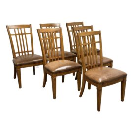 Thomasville Bridges Leather Dining Chairs, Set of Six