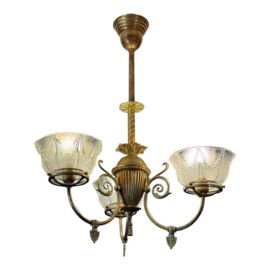 Antique Brass Brass Converted Chandelier