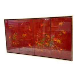 Mid 20th Century Vietnamese Lacquered Art Screen Panels, Set of Four